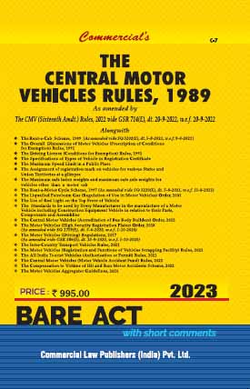 Central Motor Vehicles Rules 1989 Bare Act Edition 2023