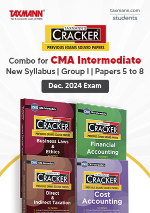 Taxmann Combo for CMA inter Cracker New Syllabus Dec 24[Content Coverage] Past Exam Questions, including those from the CMA-Intermediate | June 2024 Exam Practical questions on newly added topics Brief introductions to each chapter [Detailed Answers] Questions and case studies with comprehensive answers [Objective-type Questions] Includes MCQs, fill-in-the-blanks, true or false, and matching exercises [Point-wise Answers] Facilitates easy and quick learning [Tabular Summaries] Provided at the beginning of each chapter for quick reference [Up-to-date Content] Reflects the latest amendments in the Companies Act, Labour Laws, Code on Wages, and other relevant laws [Marks Distribution] Detailed module-wise distribution from June 2017 onwards [Previous Exam Trend Analysis] Covers trends from July 2023 [ICMAI Study-Material Comparison] Module-wise comparison for a comprehensive understanding CRACKER for Financial Accounting (Paper 6 | FA) This book is specifically designed to meet the requirements of the Intermediate Level Cost & Management Accountancy Examination. It includes comprehensive questions and detailed answers aligned with the latest ICMAI syllabus. The Present Publication is the 3rd Edition for the CMA Intermediate | New Syllabus | Dec. 2024 Exam. This book is authored by CA Tarun Agarwal, with the following noteworthy features: Strictly as per the New Syllabus of ICMAI Coverage of the book includes: [Past Exam Questions] including CMA-Intermediate June 2024 Exam [Tabular Summary] at the beginning of each chapter is given in this book [Marks Distribution] is given Module-wise from June 2017 onwards [Previous Exam Trend Analysis] is provided in this book from July 2023 [ICMAI Study-Material Comparison] is also given module-wise CRACKER for Direct & Indirect Taxation (Paper 7 | DITX | DT & IDT)) This book is specifically designed to meet the requirements of the Intermediate Level Cost & Management Accountancy Examination. It includes past exam questions and detailed answers aligned with the latest ICMAI syllabus. The Present Publication is the 2nd Edition for the CMA Intermediate | New Syllabus | Dec. 2024/June 2025 Exams. This book is authored by CA CS CMA (Dr.) Priyanka Saxena, with the following noteworthy features: [Strict Adherence to the New ICMAI Syllabus] Ensuring complete alignment with the latest requirements [Comprehensive Coverage] Past Exam Questions – Includes questions from the CMA-Intermediate | June 2024 Exam [Introduction to Each Chapter] is included in the book covering the following: Definitions Concepts Formulas [Most Updated & Amended] This book is updated & amended as per the following: Income Tax Answers are Modified as per A.Y. 2024-25 GST & Customs Answers are Modified as per the Latest GST & Customs Laws [Tabular Summaries] Provided at the beginning of each chapter for quick reference [Marks Distribution] Detailed chapter-wise distribution from June 2018 onwards [Previous Exam Trend Analysis] From June 2023 [ICMAI Study-Material Comparison] Provided module-wise for a comprehensive understanding CRACKER for Cost Accounting (Paper 8 | CA) This book is specifically designed to meet the requirements of the Intermediate Level Cost & Management Accountancy Examination. It includes comprehensive past exam questions and detailed answers aligned with the latest ICMAI syllabus. The Present Publication is the 3rd Edition for the CMA Intermediate | New Syllabus | Dec. 2024 Exam/June 2025 Exams. This book is authored by CA Tarun Agarwal, with the following noteworthy features: [Strictly as Per the New ICMAI Syllabus] Ensuring complete alignment with the latest requirements [Comprehensive Coverage] Past Exam Questions – Includes questions from the CMA-Intermediate | June 2024 Exam, divided into: Part I – Objective Questions (MCQs, Blanks, True/False, Match, and Short Sums) Part II – Descriptive Questions Part III – Numerical Problems Chapter Introductions – Covering important definitions, concepts, and formulas Sample Questions – For newly introduced topics in the syllabus [Marks Distribution] Detailed module-wise distribution from June 2017 onwards [Previous Exam Trend Analysis] From July 2023 [ICMAI Study-Material Comparison] Provided chapter-wise for a comprehensive understanding