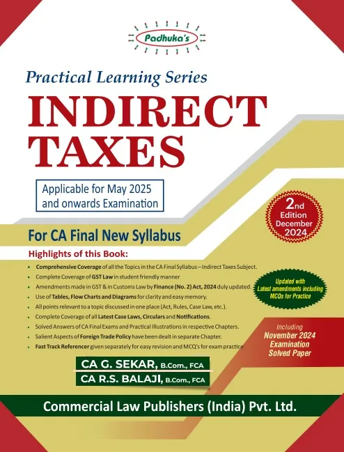 CA Final Padhuka Indirect Taxes New By G Sekar May 2025 Exam